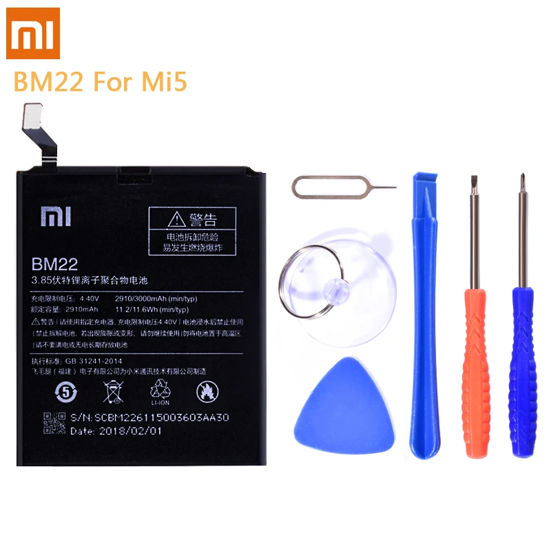 Оригинальный аккумулятор BN34 BN30 BM47 BM36 BM22 для Xiaomi Mi 5 5S Redmi 5A 4A 3 3S 4X 3X сменная литий