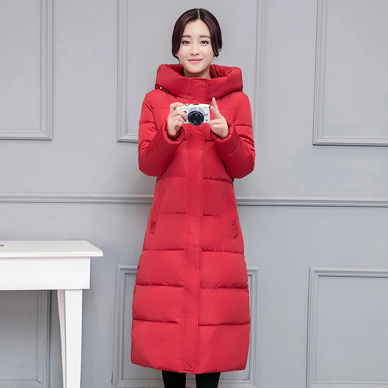 

2019 winter new ladies down jacket cotton jacket long hooded knee coat