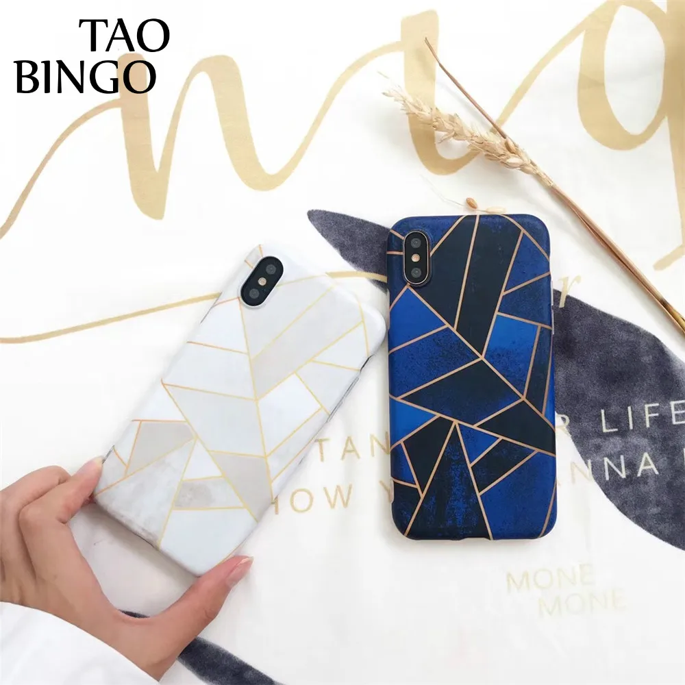 

Geometric Simple Marble Soft TPU For iphone X case For iphone 7 7Plus 8 8Plus 6 6S Plus Bule White Color Girl Style Cover Capa