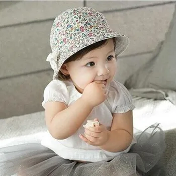 

2019 Fashion Baby Girl Hats baby boy hat Summer Two Sided Cap Hat Infant Kids Children Floral Bowknot Sun toddler hat