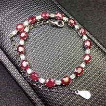 Роскошный Африканский рубиновый браслет для вечерней вечеринки, 15 шт., натуральный рубиновый серебряный браслет класса SI, 925 из стерлингового серебра, рубиновое ювелирное изделие