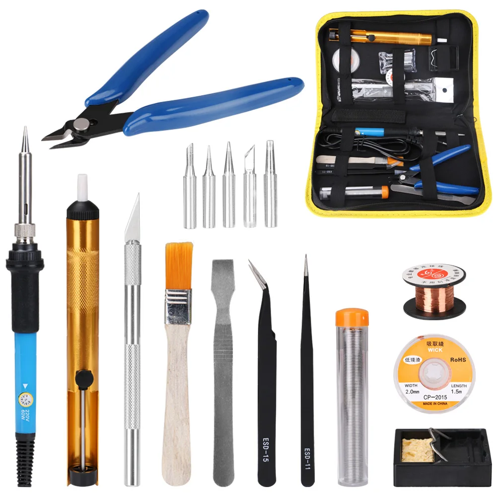 

110V/220V 60W Soldering Iron Kit Wood Burning Pen Set Electric Soldering Iron Carving Pyrography Tools