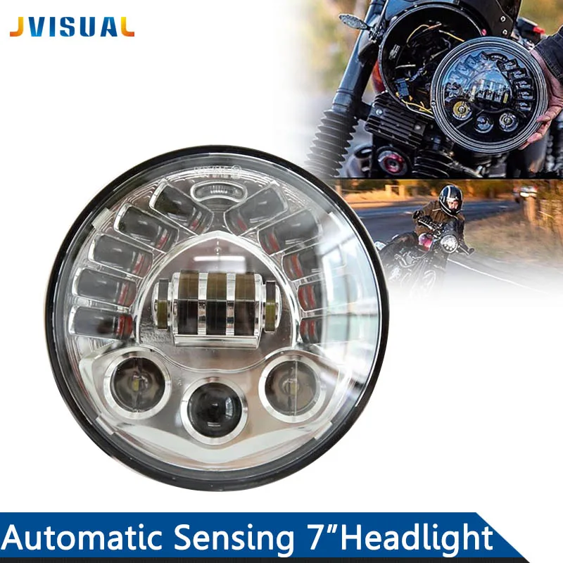

7 inch LED Motorcycle Headlight For Harley Davi Honda Street Glide Chrome Black Motorbike 7" Headlamp