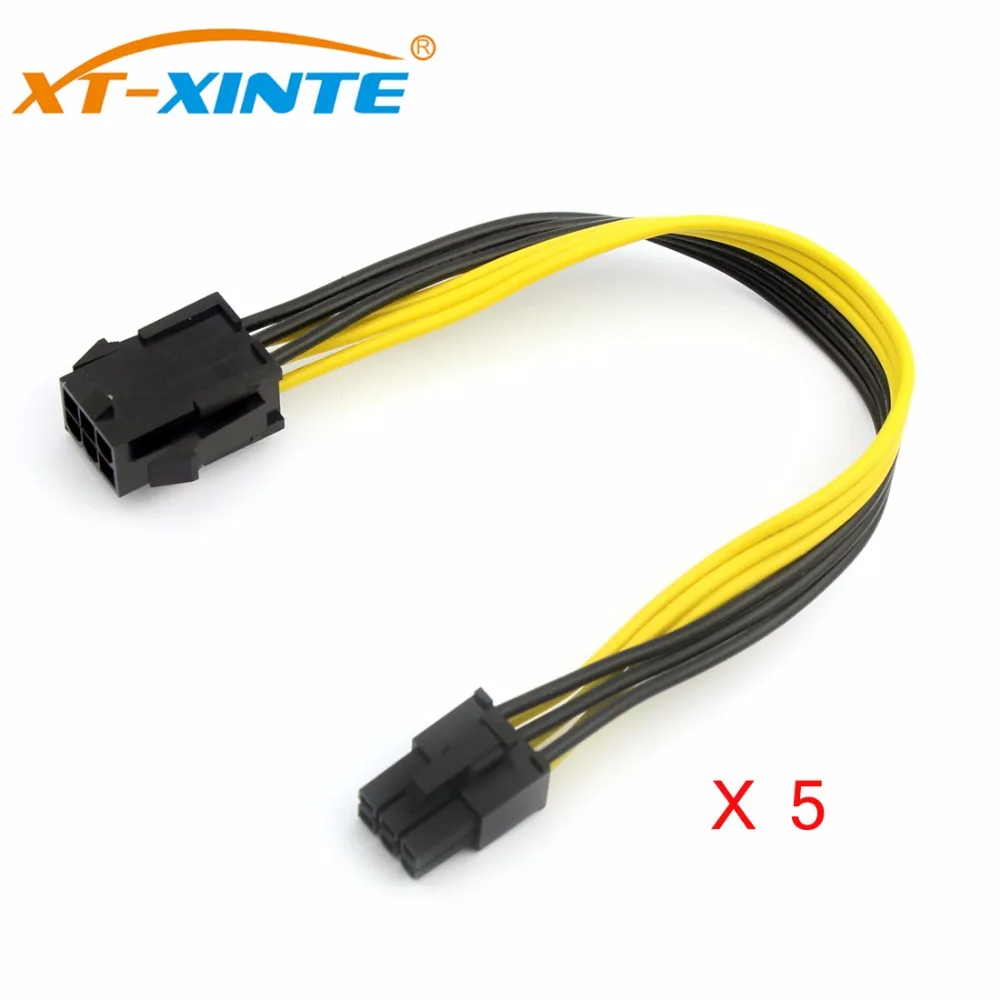 5pcs PCIE 6Pin to 6Pin Power Supply Cable Extension Adapter 6Pin Extender Miner Cable Male to Male Wire Cord 20cm for PC Mining