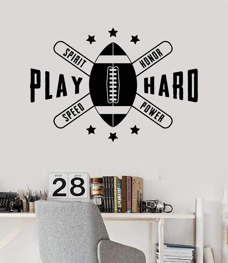 

Vinyl wall applique American football quote ball boy room sticker mural, home living room decoration ZQ16