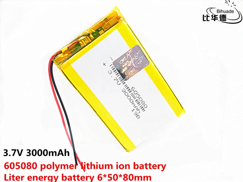 3.7V 3000mAh 605080 Lithium Polymer i ion Rechargeable Battery for Bluetooth speaker Air purifier handheld beauty instrument