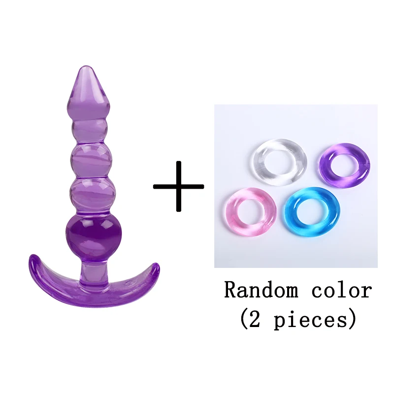 Combination Toys 2  Penis Rings Flexible Glue Sex Toys + 1 Silica gel Adult Anal plug erotic toys for woman BD1WGWJ07
