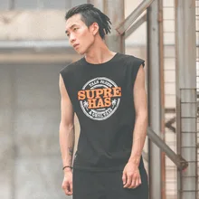 Летняя мужская футболка без рукавов, свободный фитнес баскетбольный жилет, мужской дышащий хлопок