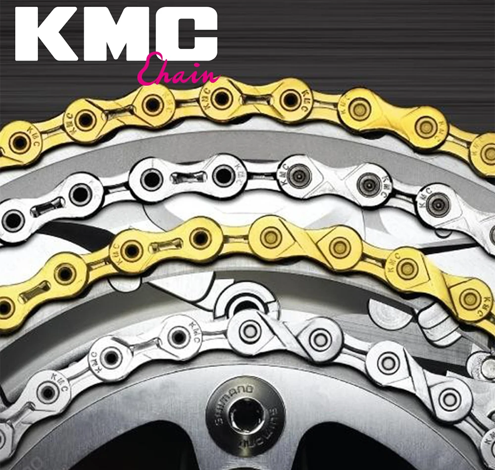 Цепь KMC X8 X9 X10 X10 EPT X9L X10L X11LBike 9S 10S 11S Gold для MTB/шоссейного велосипеда fo Shimano/SRAM 8 9 10 11 speed 116L/цепной велосипед