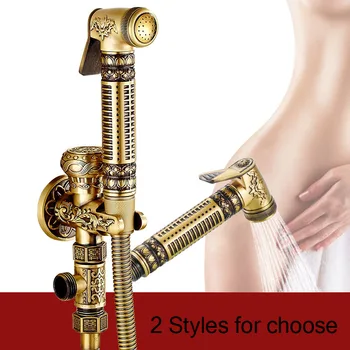 

Free Shipping Antique Bathroom Bidet Faucet Exquisite Carved Hand Sprayer Toilet Clearing Hand Shower Mop Faucet Tap
