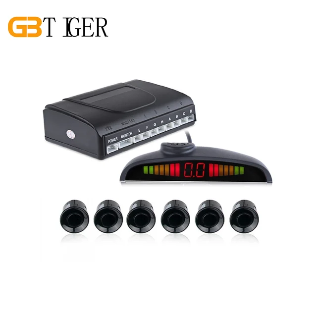 Car Alarm LED Display with 6 Parking Sensors Car Reverse Backup Radar