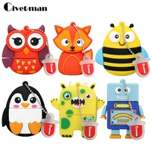 Новое поступление, USB флеш-накопитель, 128 ГБ, ручка-накопитель, 4 ГБ, 8 ГБ, 16 ГБ, 32 ГБ, 64 ГБ, USB флеш-накопитель, Мини милая сова/робот, карта памяти, u-диск