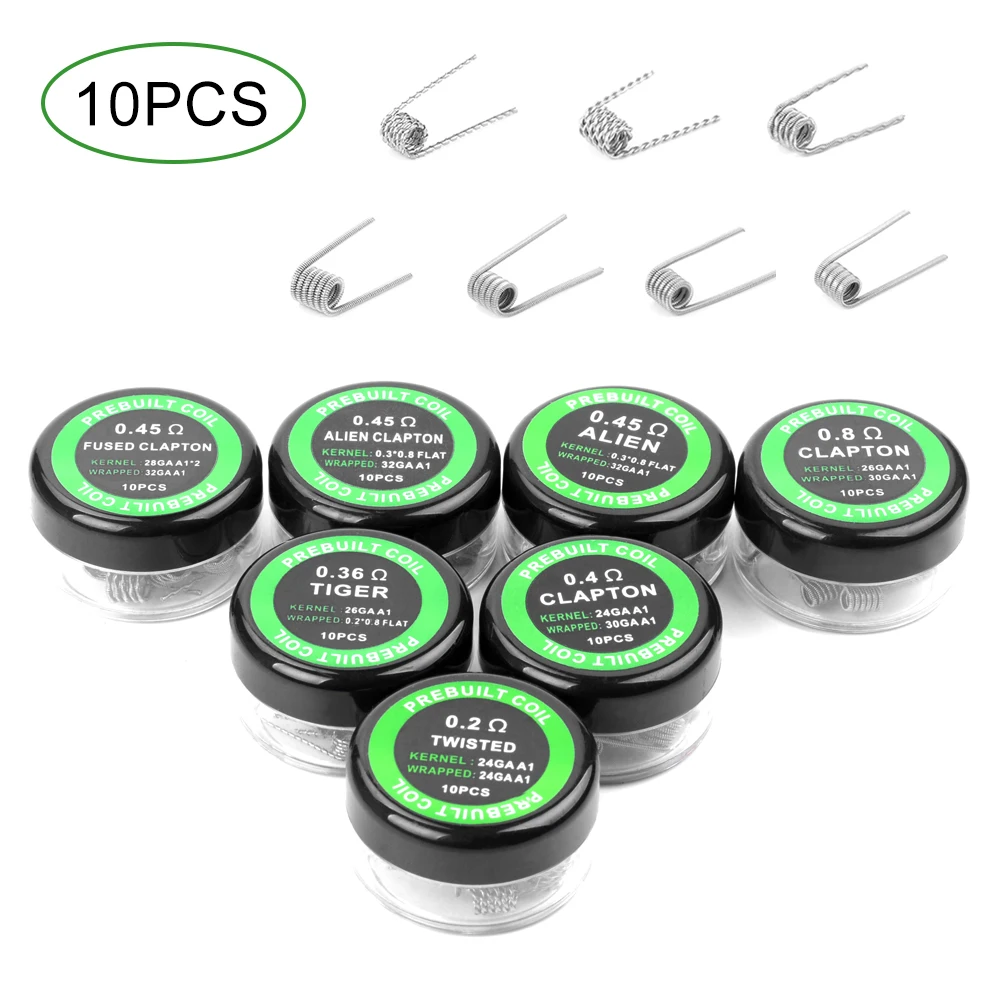 10pcs Premade Coil Alien Clapton Twisted Tiger Prebuilt Coils for font b Electronic b font Cigarette
