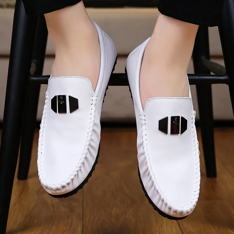 

Fashion Trendy Leather Men Shoes Soft Loafers British Style Light Weight Lazy Shoes Flats Men Casual Shoes Solid Driving Shoes