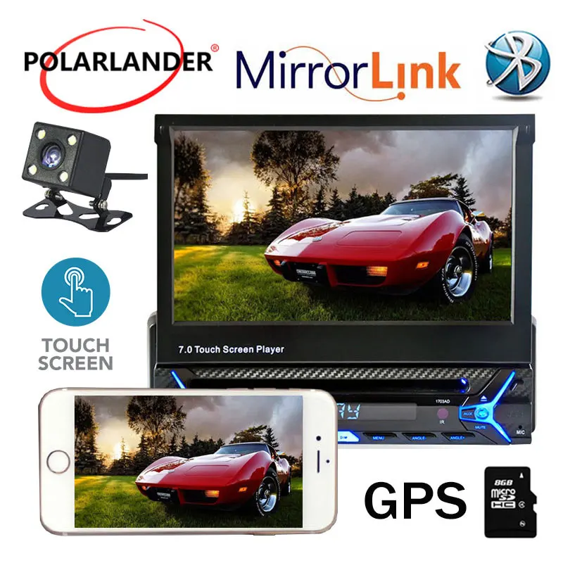Gps 1 Din 7 дюйм(ов) Беспроводной WI FI DVD плеер Bluetooth рук свободный HD навигации Mp5