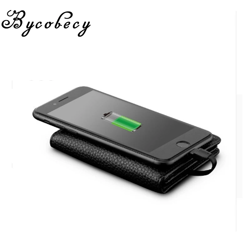 

BYCOBECY 2019 New PU Smart Wallet With Iphone And Android Capacity 4000 mAh USB Charging Unisex For Travel Creative Wallets