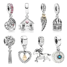 Dodocharms Mạ Bạc Đôi Cánh Thiên Thần Nhà Ngựa Yêu Cánh Charm Trái Tim Hạt Phù Hợp Với Pandora Nữ Tự Làm Vòng Tay Lắc Tay Ngọc(China)