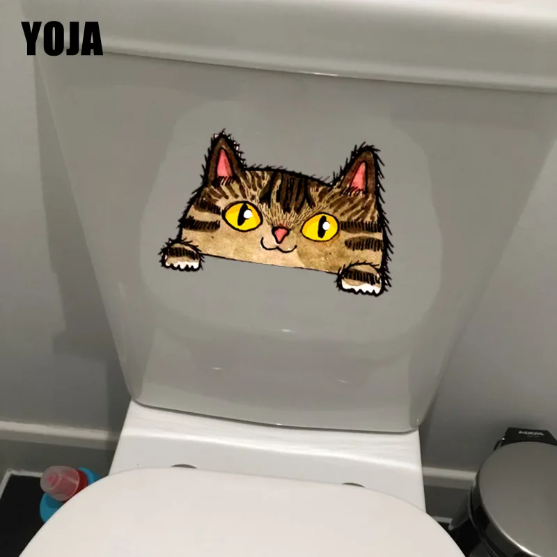 YOJA 19 9*12 8 см мультяшный Кот ванная комната Декор туалетный стикер домашняя