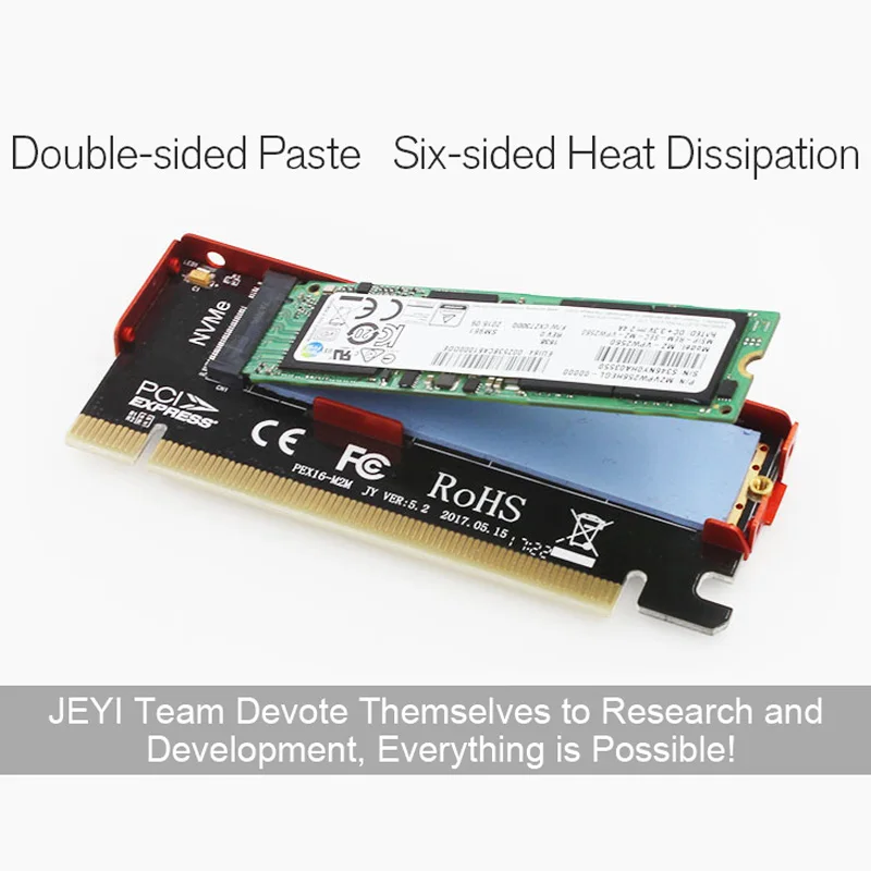 JAYI Cool Swift NVME M.2 X16 PCI-E Пылезащитная Сборная Панель 2280 Алюминиевый Лист Золотые Прутки Термальность Силиконовая Вафельная Система Охлаждения