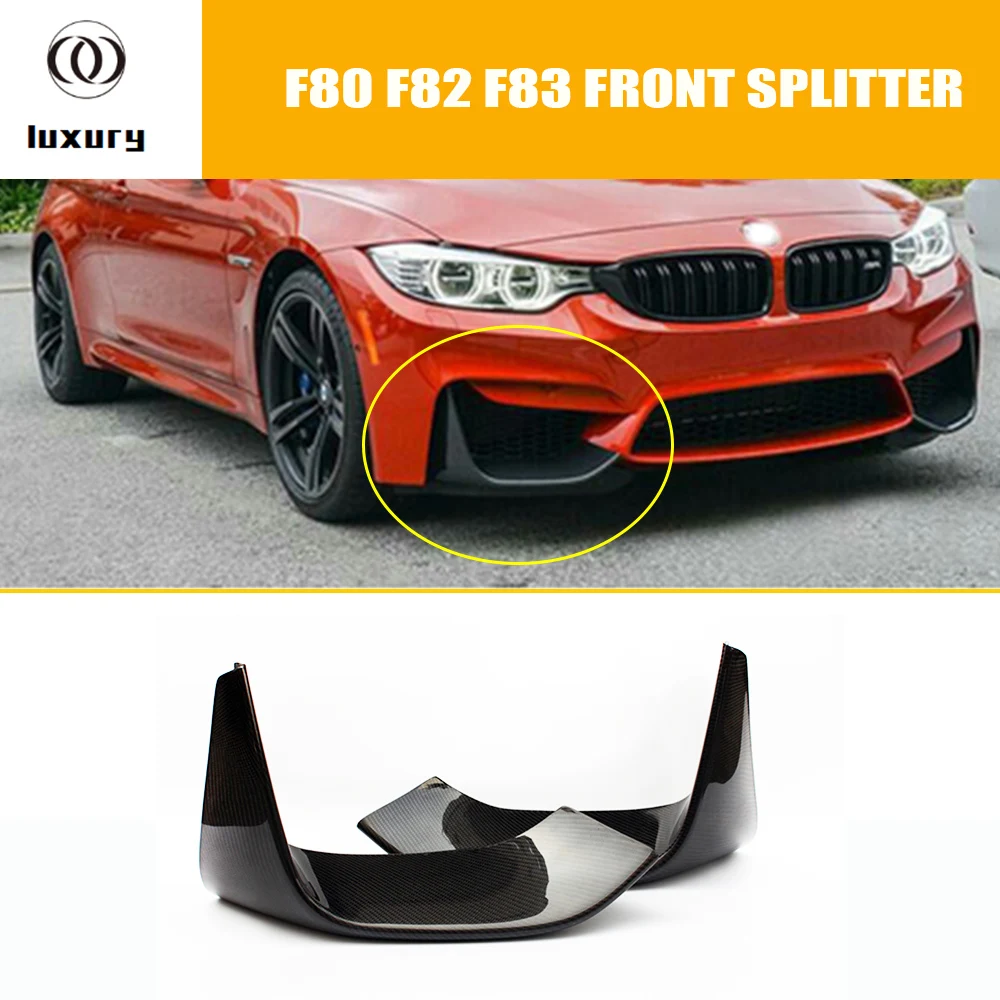 

M3 M4 Carbon Fiber Front Bumper Side Lip Splitter Apron Spoiler for BMW F80 M3 F82 F83 M4 Bumper Only 2012 - 2017