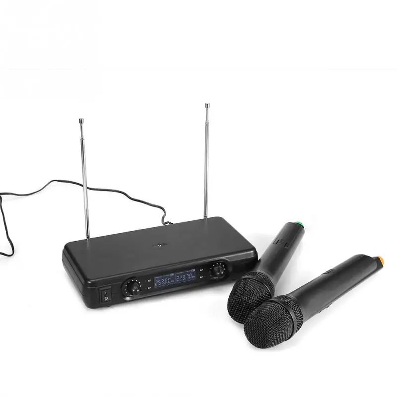 VHF портативные беспроводные динамические микрофоны+ ЖК-приемник караоке Поющая система ЕС вилка