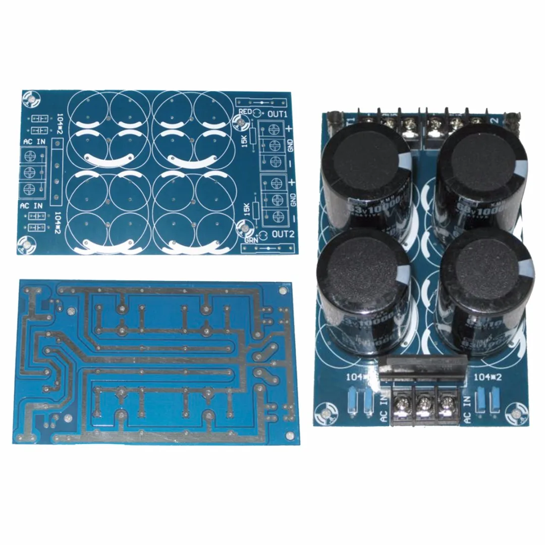 1pc Durable Power Supply Board Dual Power Rectifier Filter Spray Tin Power Supply Board Parallel Output for Amplifier Equipment