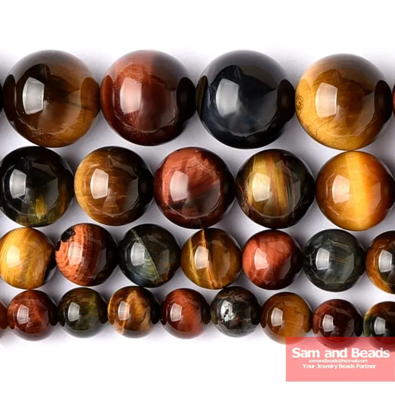  mixed color tiger eye beads