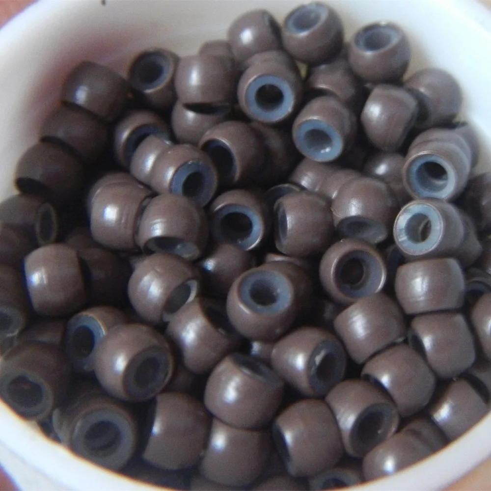

1000pcs silicone nano rings for nano rings tip hair extensions tools 5# brown color