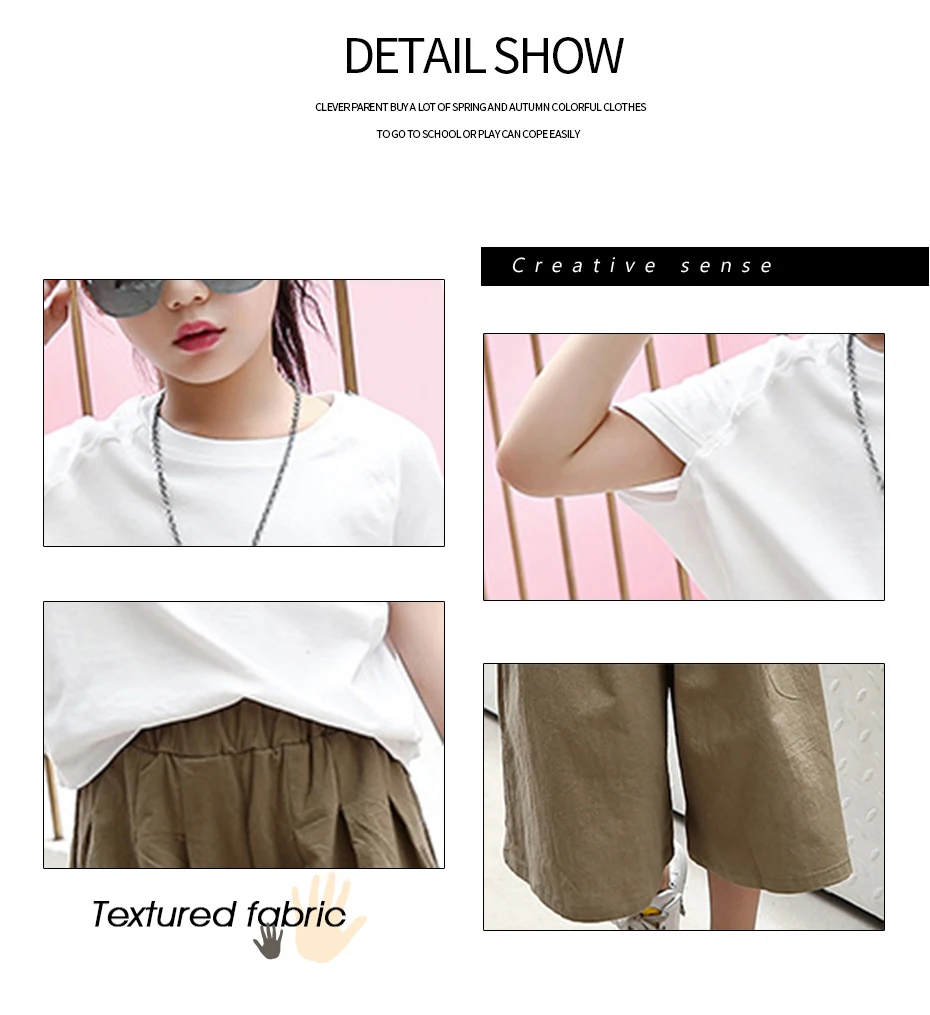 Children S Clothing For Girls Summer Casual Girls Outfits Solid Shirt Wide Leg Pants 2 Pcs Teen Clothing For Children 4 6 8 10 Clothing Sets Aliexpress