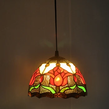 

20CM American tulip small chandelier Tiffany nostalgic antique sink with glass windows and balcony dining table lighting