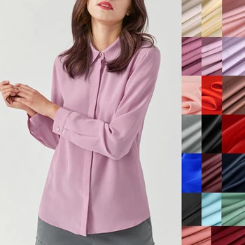 

102-135CM Wide 19-22MM Solid Color Blue Black Red Stretch Silk Spandex Fabric for Summer Dress Blouse Skirt Shirt Scarf E1050