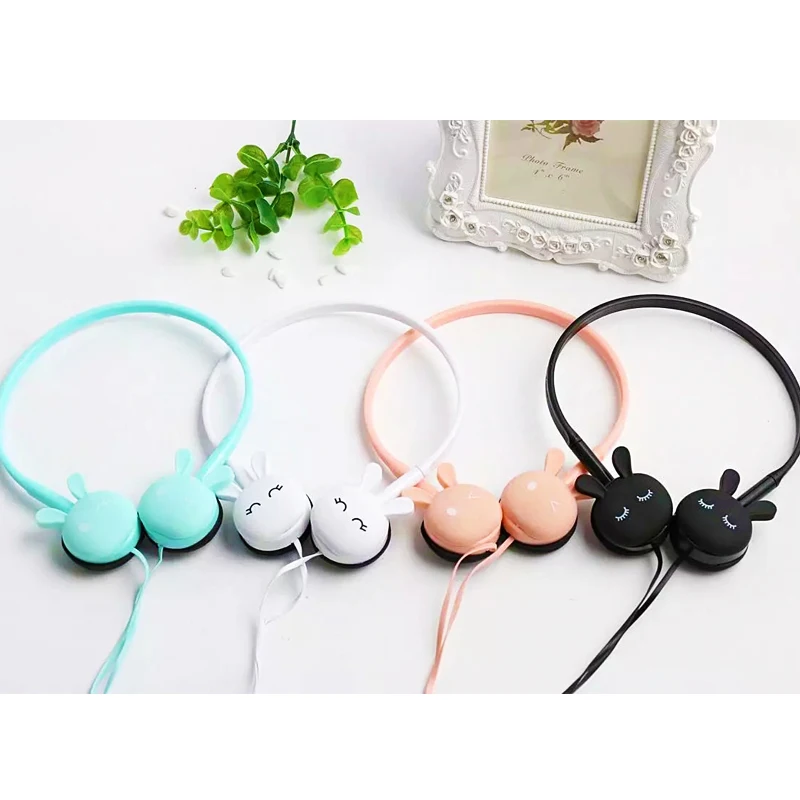 Wire Headphones Cute Cartoon Rabbit Candy Colour 3.5mm Stereo Headphone with Mic for Samsung Xiaomi mp3 Kids Student Birthday Gifts (2)