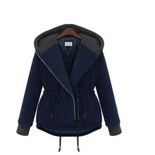 Autumn women Fashion short Black Zipper Coats 2 Styles With Hats warm Casual Jackets female Short
