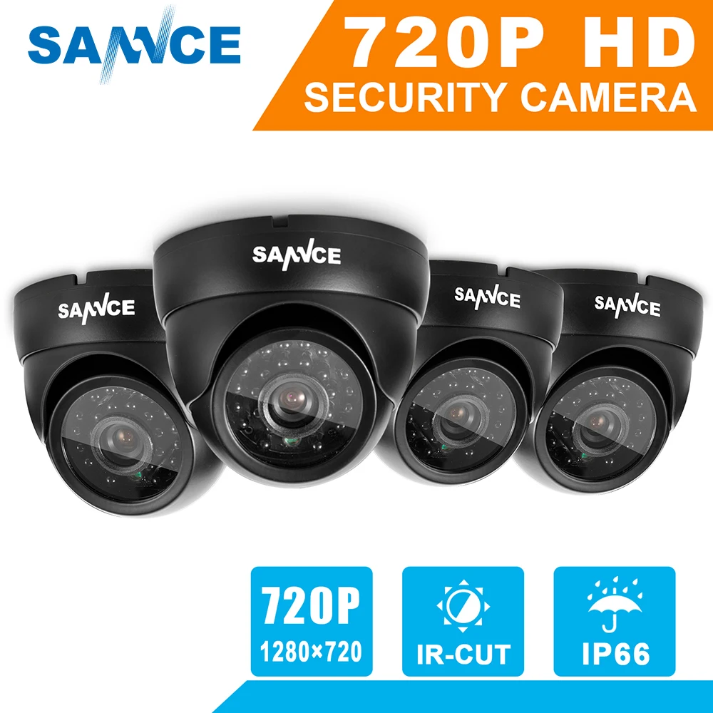

SANNCE 1280TVL 720P Security Cameras System 4pcs 1.0MP outdoor Video Surveillance CCTV camera set with IR Cut night vision IP66