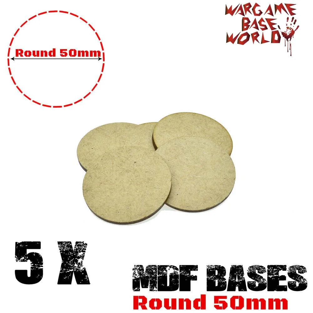 

5x MDF Bases - 50mm Round bases- Basing Laser Cut Wargames wood