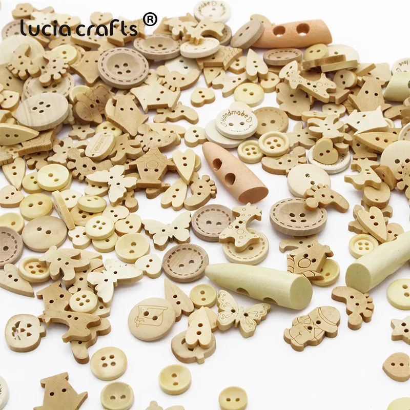 SALE!50g/lot 10-46mm Mixed Natural Wooden Buttons With Holes utton For Crafts DIY Sewing Clothing Scrapbooking Accessories E0123 | Дом и сад
