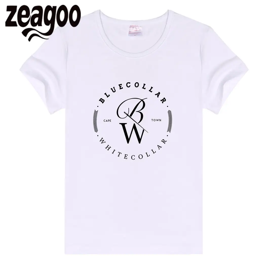 Zeagoo рукавом Повседневное, шеи экипажа Slim Fit мягкие короткие Для женщин футболка белые символы