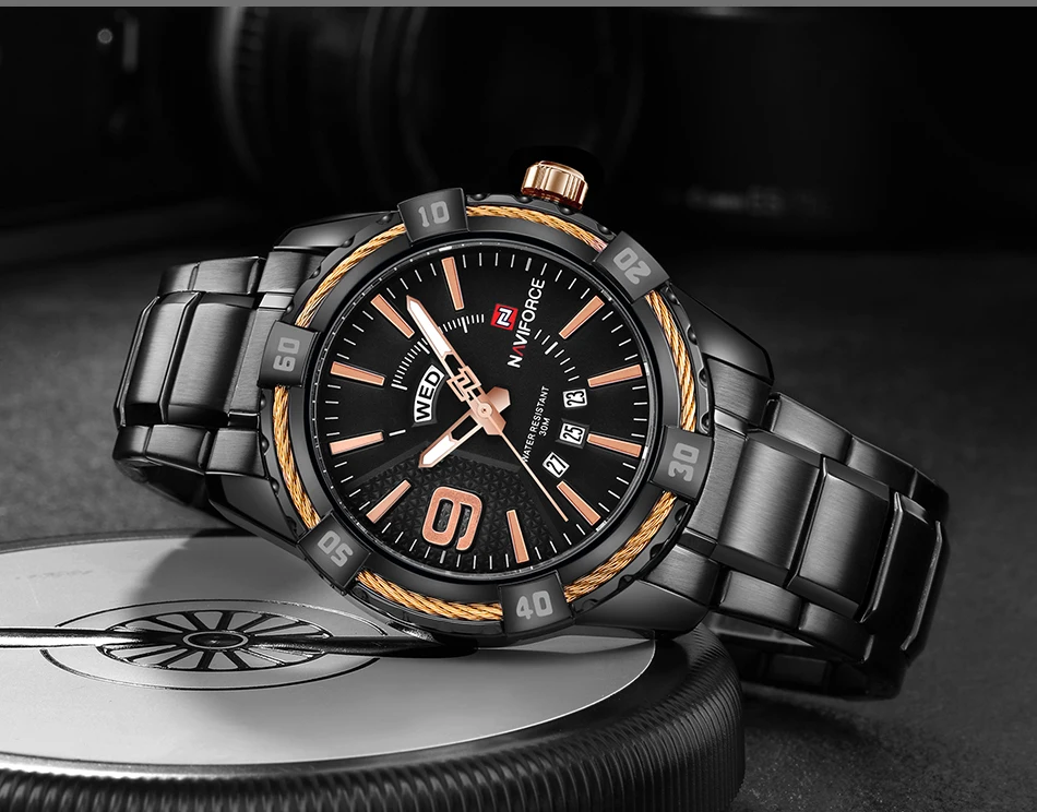 NAVIFORCE Лидирующий бренд роскошные часы Для мужчин модные Повседневное Водонепроницаемый Для мужчин s часы кварцевые Нержавеющая сталь