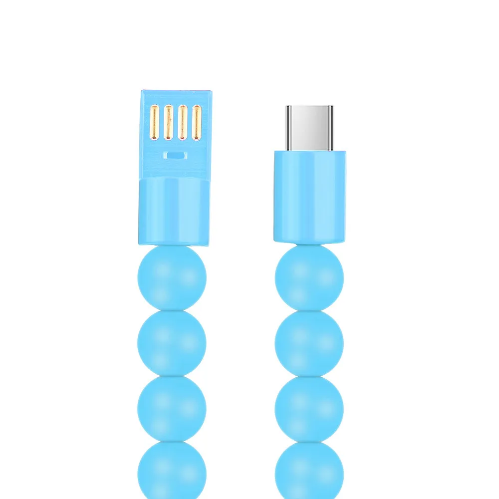 

Retractable Charger Cable New Creative 8Pin Type-C And Micro Data Cable Bead Bracelet Charger For Android Cell Phone