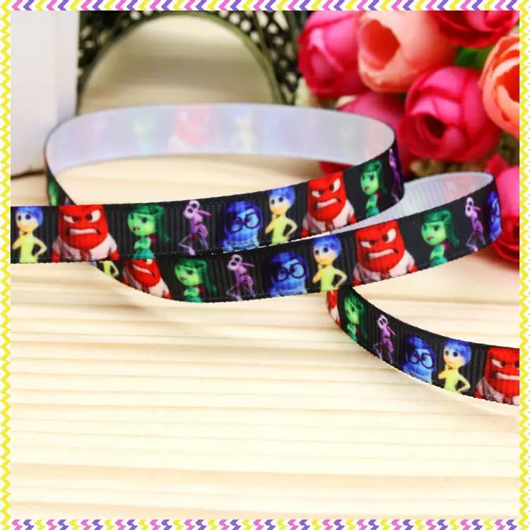 

DHK 3/8'' 5yards inside out printed grosgrain ribbon headwear hair bow diy party decoration OEM Wholesale 9mm C1293