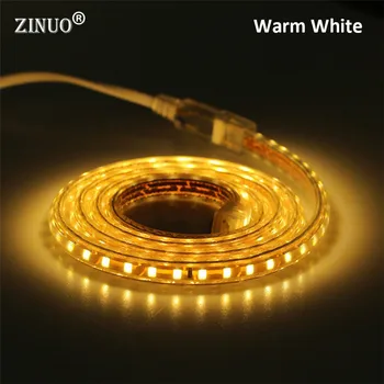 

ZINUO 220V LED Strip 2835 120Leds/M IP67 Waterproof With EU Power Plug LED Tape Light String Ribbon Brighter Than 3528 5630