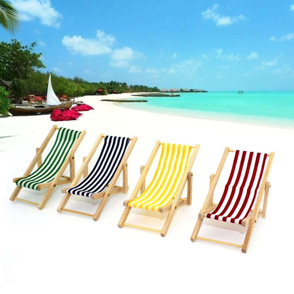 1:12 Mini Doll Foldable Stripe Wood Beach Chair Dollhouse Sunbathing Lounge Chair Recliner Furniture Accessories for Barbie Toy 1:12 Mini Doll Foldable Stripe Wood Beach Chair Dollhouse Sunbathing Lounge Chair Recliner Furniture Accessories for Barbie Toy