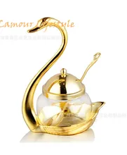 stainless steel swan sugar dish salt and pepper bottle sugar bowl salt & pepper golden set