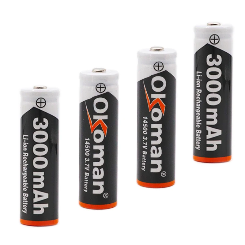 2-10 шт. Okoman AA 14500 3000mah 3,7 V литий-ионная аккумуляторная батарея и светодиодный фонарик