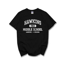 New Summer T-Shirts US drama Strange Story Peripheral HAWKINS Hawkins short sleeve t shirts tee tshirts 100% cotton t-shirt