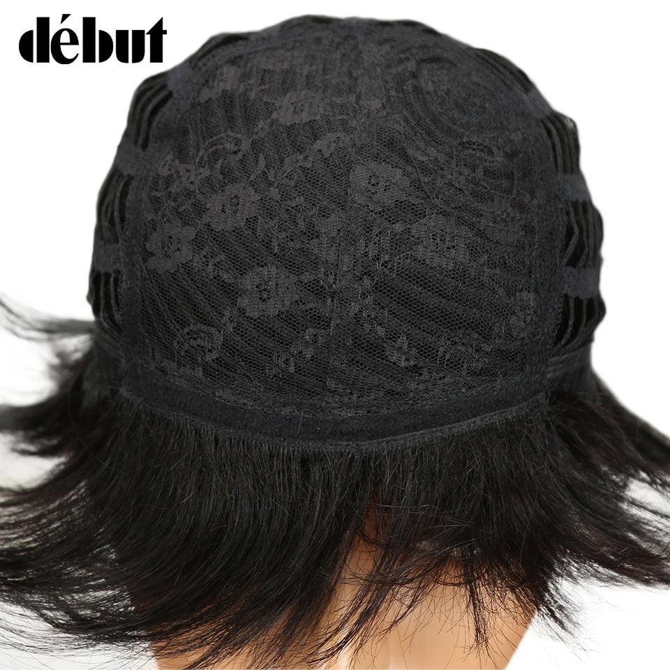 Дебютные бразильские волосы Remy короткие прямые человеческие волосы парики для черных женщин боковая часть Омбре парики с челкой
