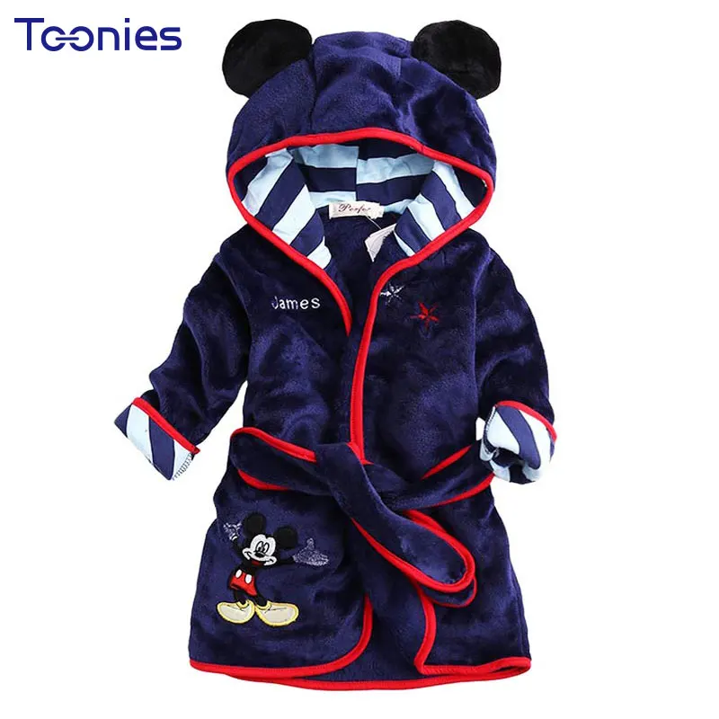 Hot Sale Children Hooded Bathrobe Towel Baby Boys Girls Flannel Lovely