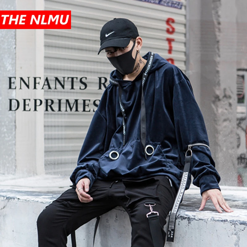 

Hip Hop Hoodie Sweatshirts Men 2019 Spring Hooded Pullover Mens Hip Hop Streetwear Hoodies Navy Grey HS078
