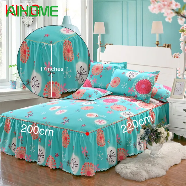 romantic bloom pattern bed skirt matte non slip dust ruffle queen queen size bedskirt