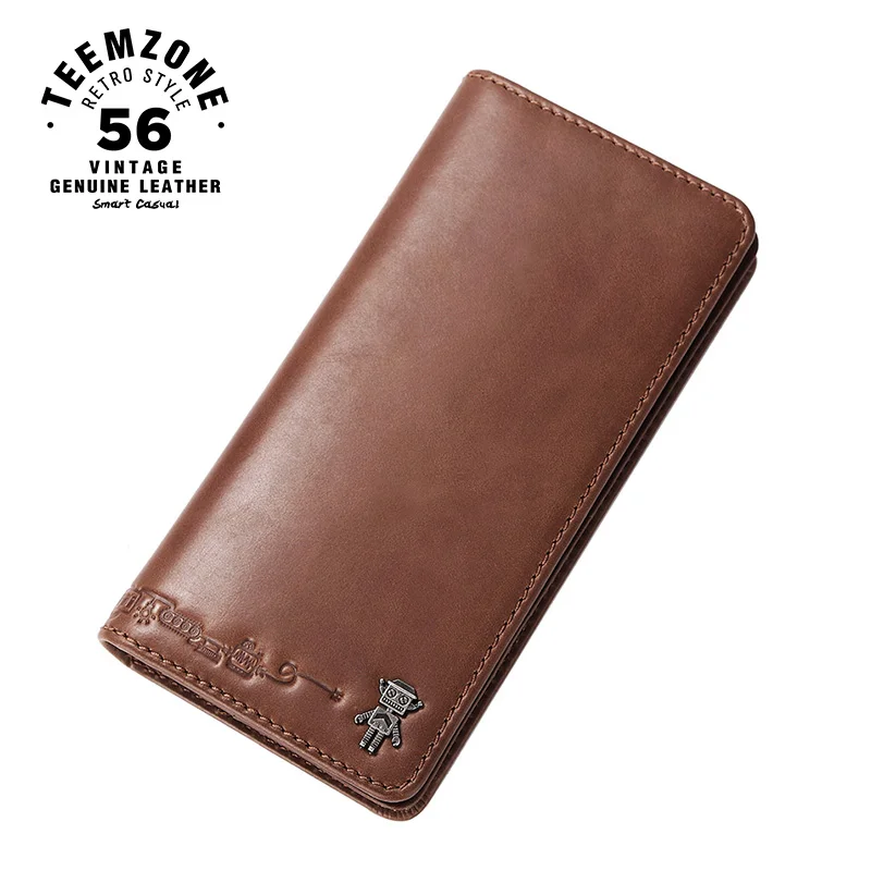 

teemzone Robot Series Fashion Men 100% Genuine Leather Wallet 12 Credit Card Holders Cash Receipt Holder ID Long Wallet Q809